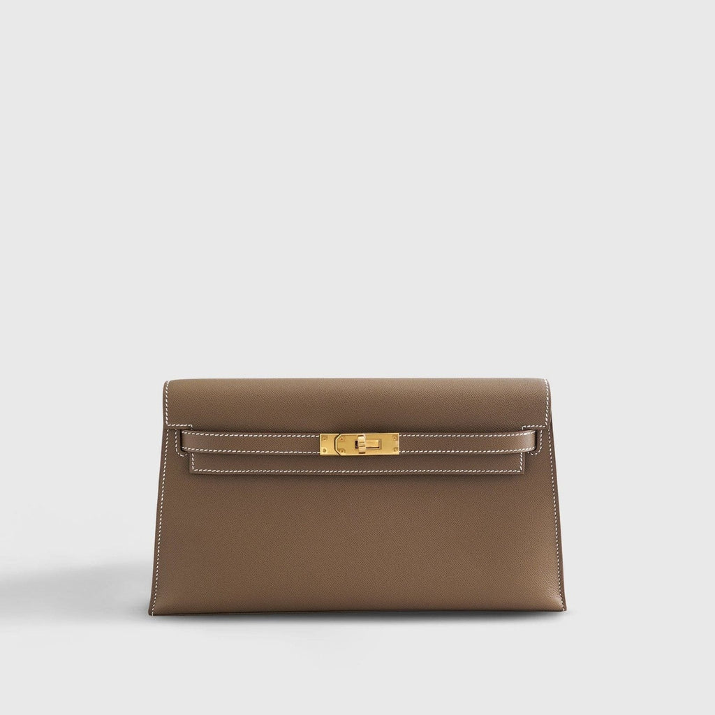 Hermès Kelly Elan 27 Veau Madame Etoupe Gold Hardware