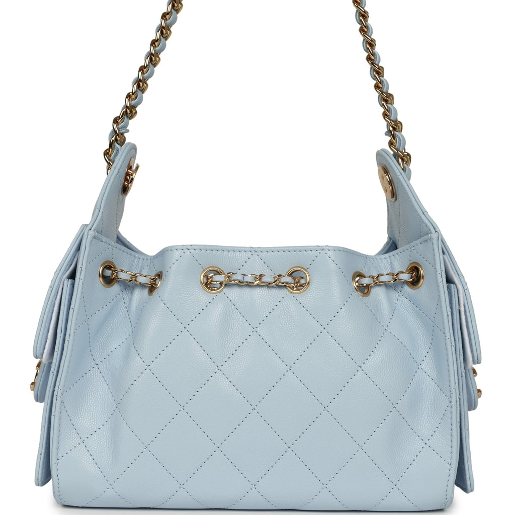 Chanel Mini 25 Hobo Bag Light Blue Caviar